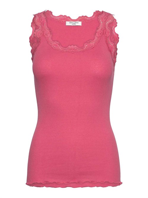 Rosemunde Babette Silketop med Blonde, Coral Rosa